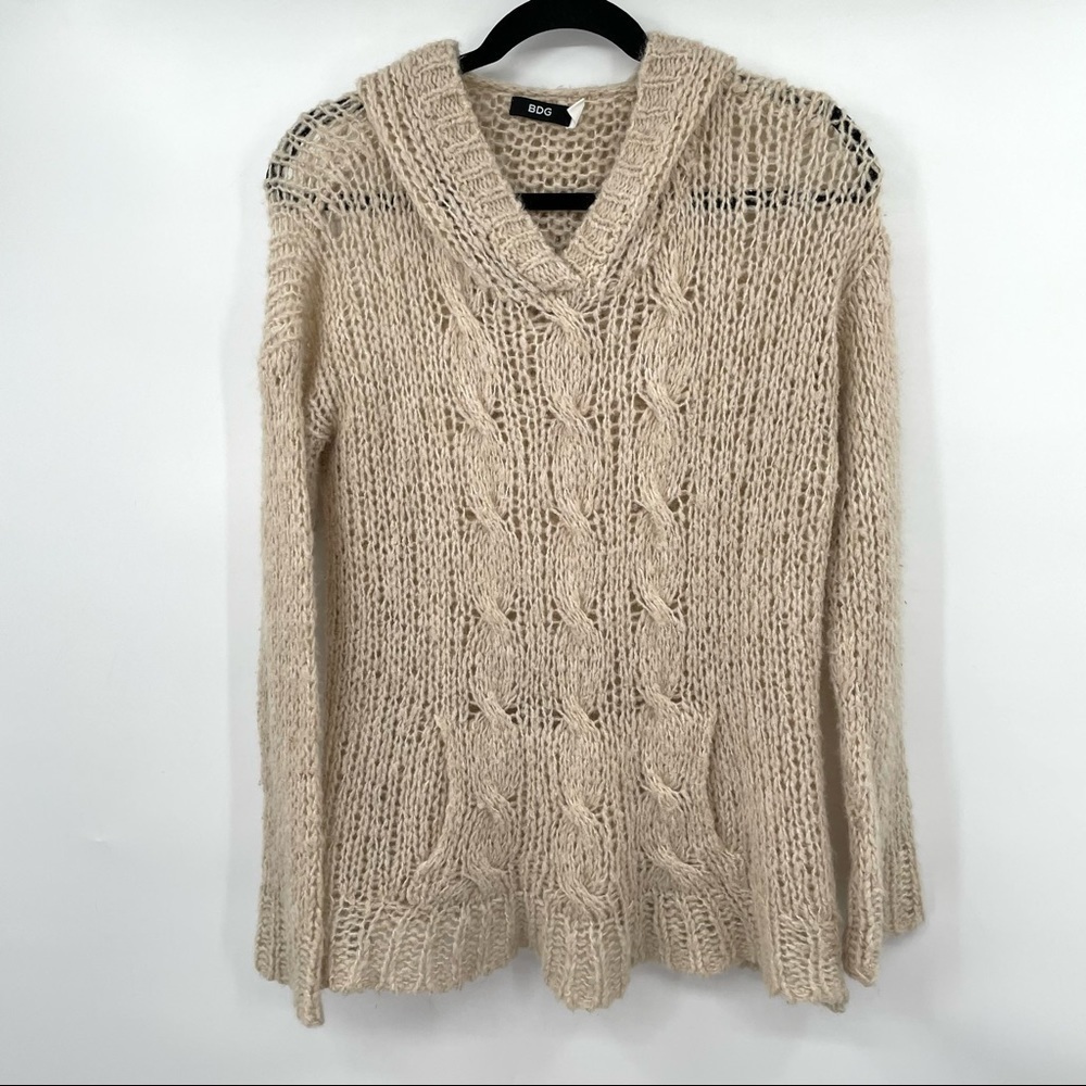 BDG Wool Blend Dark Tan Loose Knit Hoodie